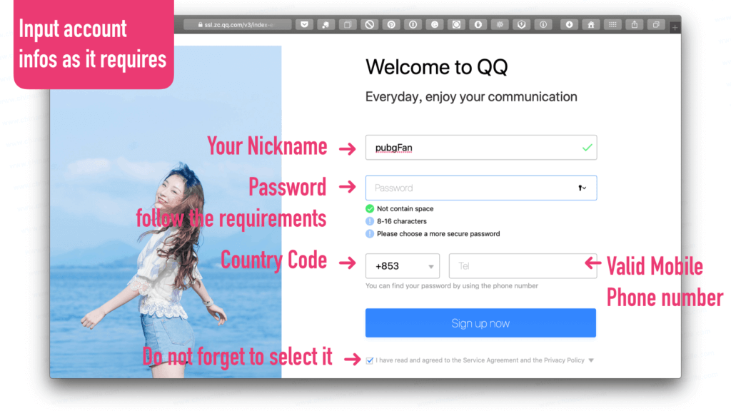 register QQ account 2019-2022, sign up QQ 2019-2022, sign up QQ International, QQ account for pubg, register QQ with mobile phone, register QQ account overseas, register QQ account 2022