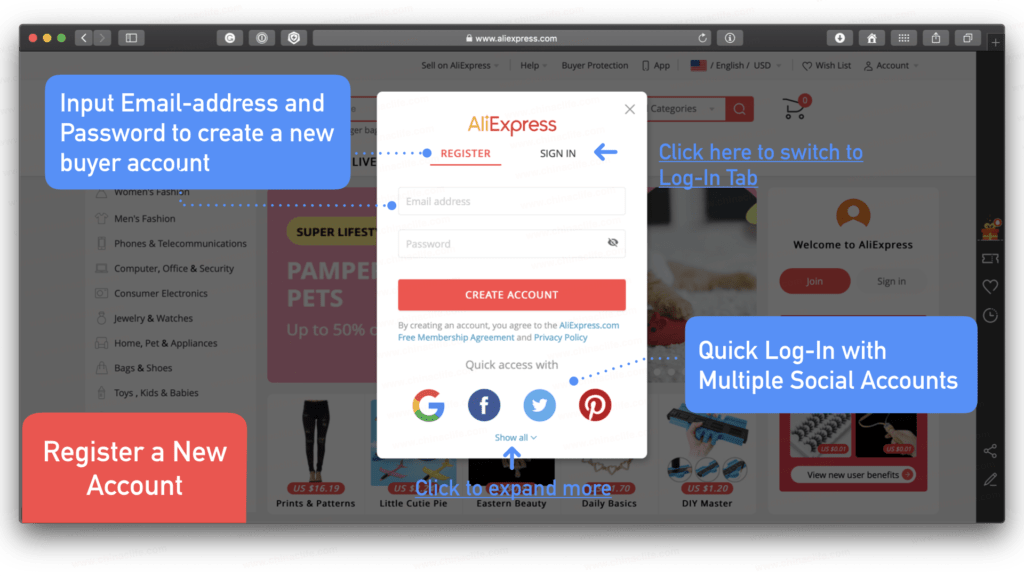 Learn How to Register AliExpress Buyer Account 2020