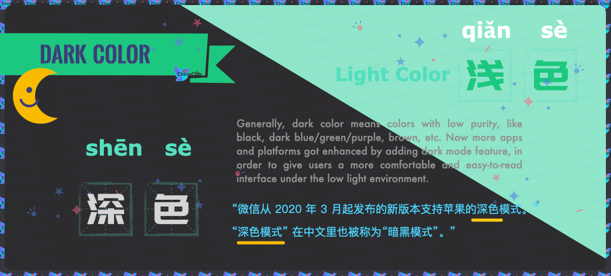 Say Dark Color in Chinese, Tell Dark Color in Simplified Chinese, Chinese name of dark color