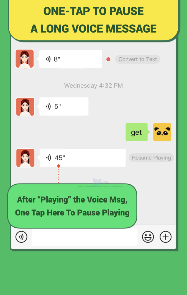 Step Two on How to Pause Long Voice Messages and Resume Playing in Weixin/WeChat