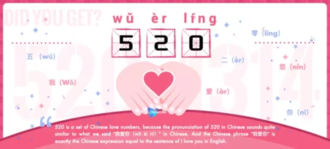 Tell Popular Chinese Love Buzzword 520, 520, wu er ling, Chinese numbers 520, Chinese numeral 520, 520 in Chinese