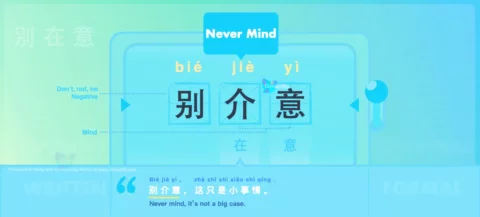 Say Never Mind in both Spoken and Written Chinese with Flashcard and Chinese Sample Sentences